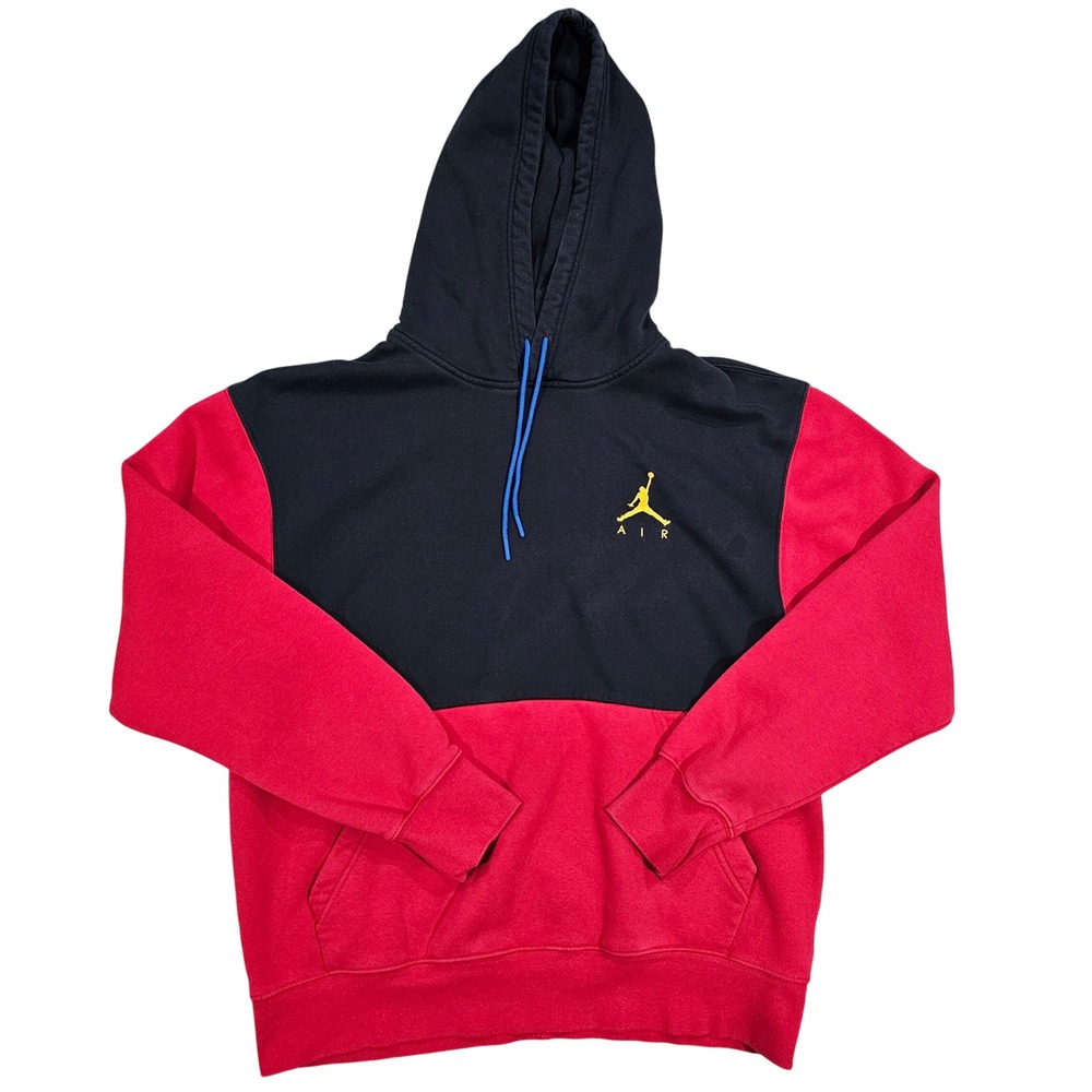 Jordan Men Large Black Red Jumpman Colorblock Pullover Hoodie Style